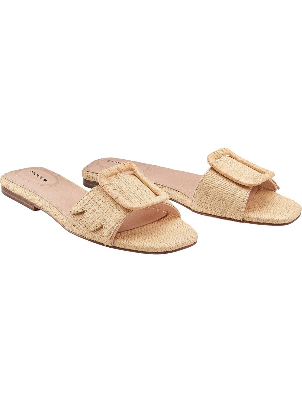 Birdies Kiwi Slide Sandal in Wheat Raffia size 8.5
